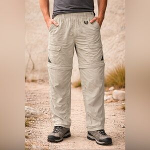 Columbia Packable Convertible Hiking Zip Off Pants Men’s M 32” Inseam Tan